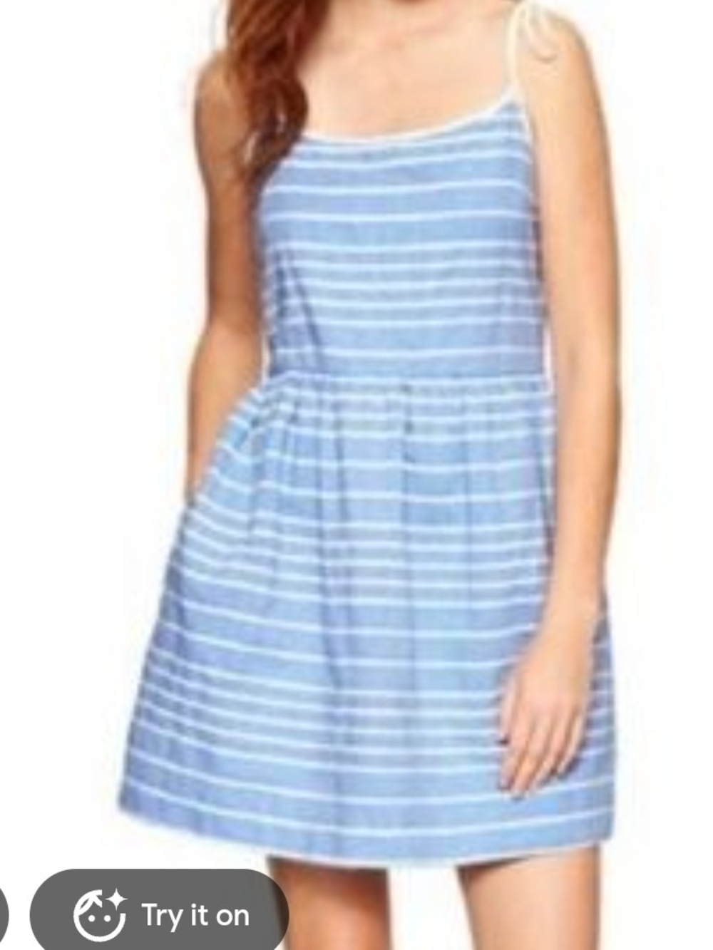 Gap Women’s Blue White Striped Square Neck Sundress Pockets Lined Size 8
